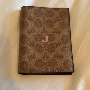 Brown Monogram Coach Passport holder